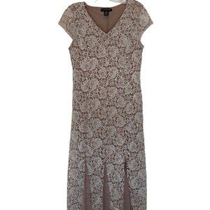 Candolite Petite Women’s Nylon Polyester Long Lace Lined Dress Size PM Sku 2730